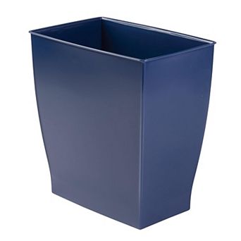 KSIZUIS Navy Blue Slim Rectangle Plastic Trash Can for Bathroom, Bedroom & Office