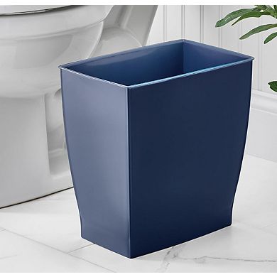 KSIZUIS Navy Blue Slim Rectangle Plastic Trash Can for Bathroom, Bedroom & Office