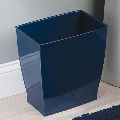 KSIZUIS Navy Blue Slim Rectangle Plastic Trash Can for Bathroom, Bedroom & Office