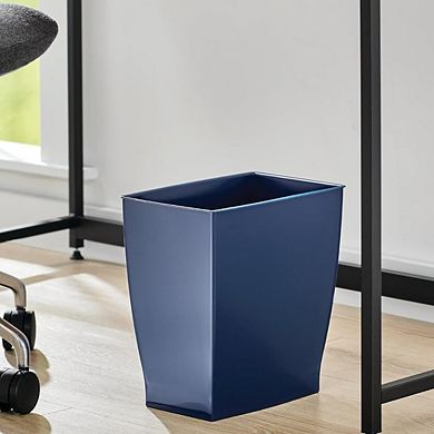 KSIZUIS Navy Blue Slim Rectangle Plastic Trash Can for Bathroom, Bedroom & Office