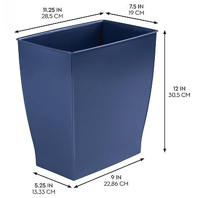KSIZUIS Navy Blue Slim Rectangle Plastic Trash Can for Bathroom, Bedroom & Office