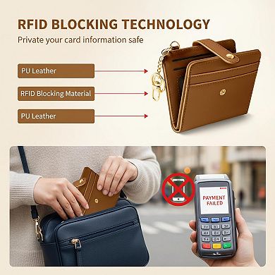 ZUQIETA Small Womens RFID Blocking Bifold Wallet Floral Pattern PU Leather Credit Card Purse