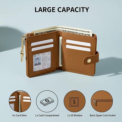 ZUQIETA Small Womens RFID Blocking Bifold Wallet Floral Pattern PU Leather Credit Card Purse