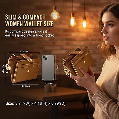 ZUQIETA Small Womens RFID Blocking Bifold Wallet Floral Pattern PU Leather Credit Card Purse