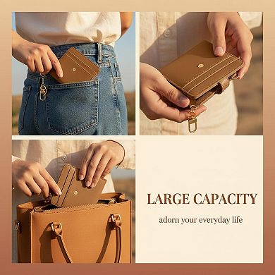 ZUQIETA Small Womens RFID Blocking Bifold Wallet Floral Pattern PU Leather Credit Card Purse