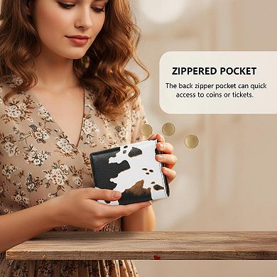 ZUQIETA Women RFID Blocking Bifold Wallet Cute Leather Slim Card Holder ID Window