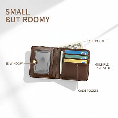 ZUQIETA Women RFID Blocking Bifold Wallet Cute Leather Slim Card Holder ID Window