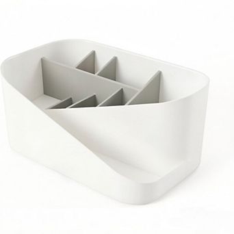 KSIZUIS Glam Cosmetic Organizer with Removable Insert, White Versatile Storage Container