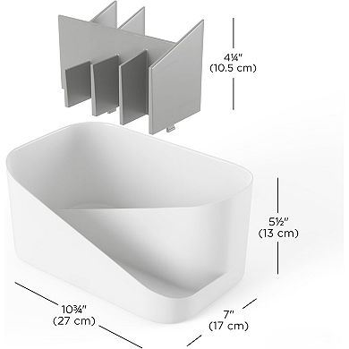 KSIZUIS Glam Cosmetic Organizer with Removable Insert, White Versatile Storage Container