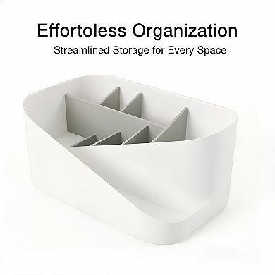 KSIZUIS Glam Cosmetic Organizer with Removable Insert, White Versatile Storage Container