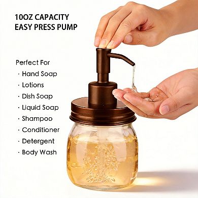Mason Jar 4-Piece Bathroom Accessory Set Rustic Farmhouse Decor Glass & Stainless Steel