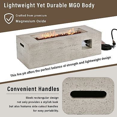 Merax Outdoor Rectangular Propane Fire Pit, 41.9 ''MGO Patio Heater with Stainless Steel Burner