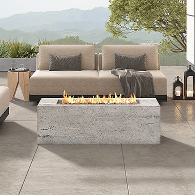 Merax Outdoor Rectangular Propane Fire Pit, 41.9 ''MGO Patio Heater with Stainless Steel Burner