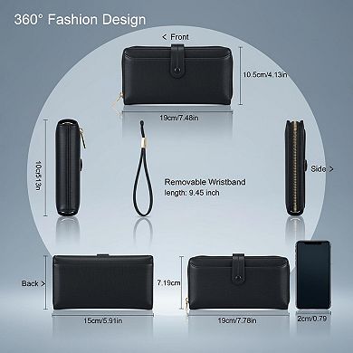 ZUQIETA Womens RFID Blocking Leather Bifold Wallet Large Capacity Card Holder Wristlet Purse