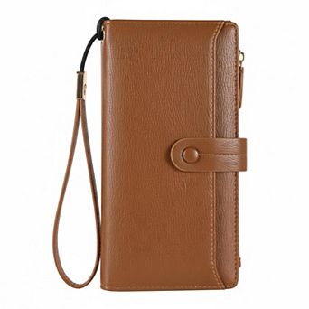 ZUQIETA Womens RFID Blocking Leather Bifold Wallet Large Capacity Card Holder Wristlet Purse