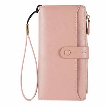 ZUQIETA Womens RFID Blocking Leather Bifold Wallet Large Capacity Card Holder Wristlet Purse