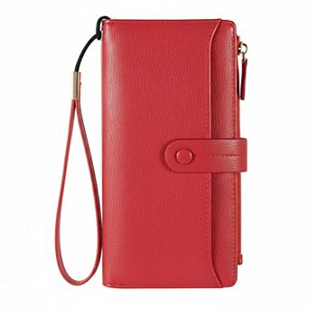 ZUQIETA Womens RFID Blocking Leather Bifold Wallet Large Capacity Card Holder Wristlet Purse