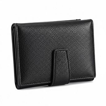 ZUQIETA Small RFID Blocking Leather Bifold Wallet Compact Card Holder with ID Window