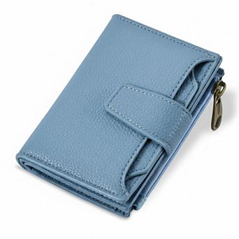 ZUQIETA Small RFID Blocking Leather Bifold Wallet Compact Card Holder with ID Window