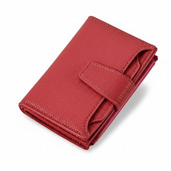 ZUQIETA Small RFID Blocking Leather Bifold Wallet Compact Card Holder with ID Window