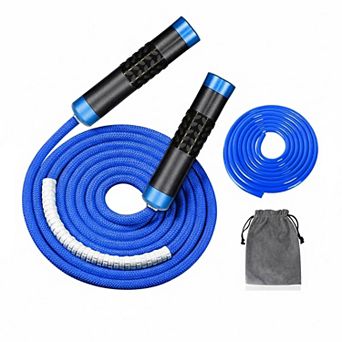 KSIZUIS Weighted Jump Rope 1lb Tangle-Free Double Bearing Aluminum Handle 9mm Cotton PVC