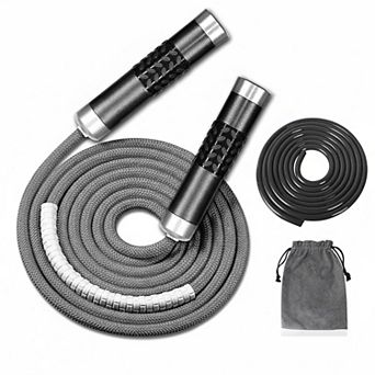 KSIZUIS Weighted Jump Rope 1lb Tangle-Free Double Bearing Aluminum Handle 9mm Cotton PVC