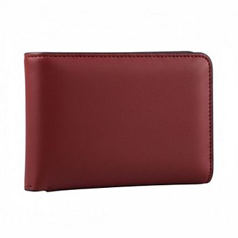 ZUQIETA Women's Slim Leather Bifold Wallet RFID Protection Compact Mini Purse Clear ID Window