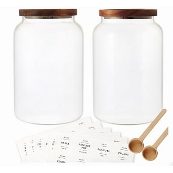 Great Ambitions 2 pc Large Glass Jar with Airtight Lid, Glass Food Storage Jars (1 gallon/4000 ml)
