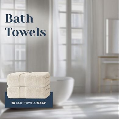 Great Ambitions 8-Piece Ivory Luxury Turkish Cotton Towel Set (2 Bath, 2 Hand, 4 Washcloths)