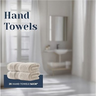 Great Ambitions 8-Piece Ivory Luxury Turkish Cotton Towel Set (2 Bath, 2 Hand, 4 Washcloths)