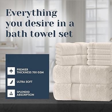 Great Ambitions 8-Piece Ivory Luxury Turkish Cotton Towel Set (2 Bath, 2 Hand, 4 Washcloths)