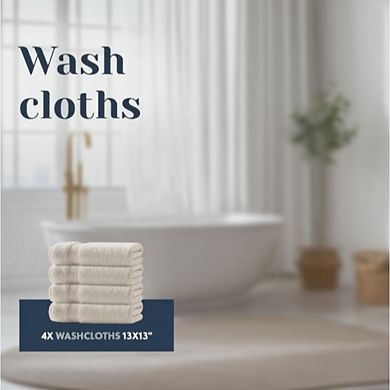 Great Ambitions 8-Piece Ivory Luxury Turkish Cotton Towel Set (2 Bath, 2 Hand, 4 Washcloths)