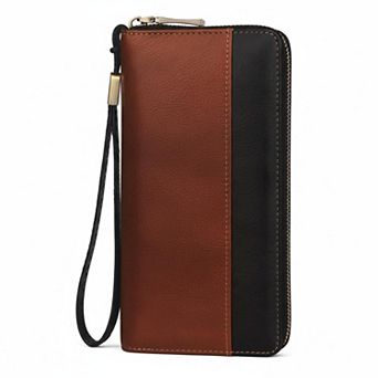 ZUQIETA RFID Blocking Leather Wristlet Wallet Large Capacity Real Leather Card Holder