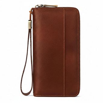 ZUQIETA RFID Blocking Leather Wristlet Wallet Large Capacity Real Leather Card Holder