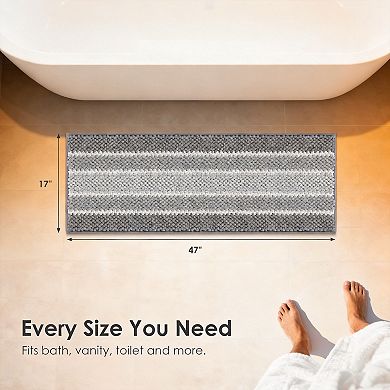 3 Piece Chenille Bathroom Rug Set Extra Thick Absorbent Non Slip Soft Plush Machine Washable