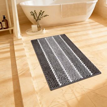 3 pc Chenille Bathroom Rug Set Extra Thick Absorbent Non Slip Soft Plush Machine Washable
