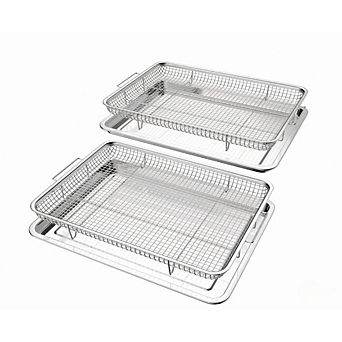 Great Ambitions 2 pc Air Fryer Basket & Tray Set, Stainless Steel, 15.7"x11.8"