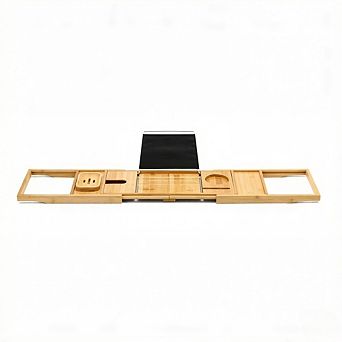 KSIZUIS Expandable Bamboo Bathtub Tray Caddy - 29.5-43" Spa Bath Organizer