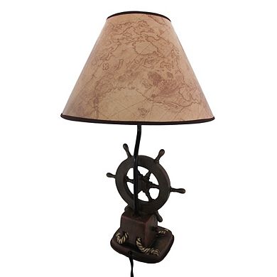 Set of 2 Nautical Ship's Wheel Table Lamps Captain's Destiny