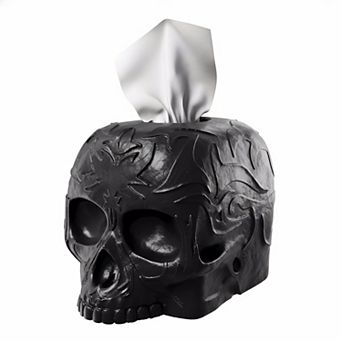 KSIZUIS Gothic Skull Square Tissue Box Cover - Heavyweight Black Home Décor for Goth & Horror Fans