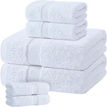 Bath Towel Set of 6 - 100% Cotton Towels 2 Bath Towels 650GSM, 2 Hand Towels, 2 Washcloths