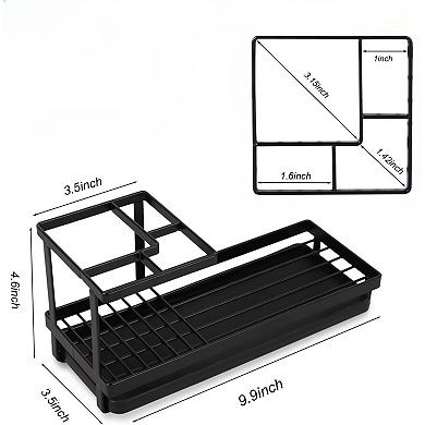 KSIZUIS Matte Black Carbon Steel Toothbrush & Toothpaste Holder for Countertop & Shower