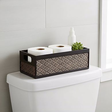 KSIZUIS Decorative Brown Toilet Paper Storage Basket - Modern Bathroom Counter & Tank Organizer