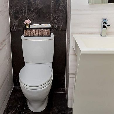 KSIZUIS Decorative Brown Toilet Paper Storage Basket - Modern Bathroom Counter & Tank Organizer