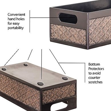 KSIZUIS Decorative Brown Toilet Paper Storage Basket - Modern Bathroom Counter & Tank Organizer