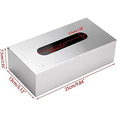 KSIZUIS Brushed Nickel Rectangular Stainless Steel Tissue Box Cover - Modern for Bedroom & Bathroom