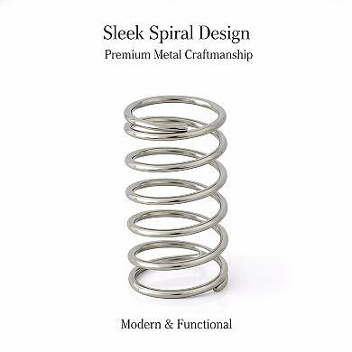 KSIZUIS Stainless Steel Spring-Shaped Toothbrush & Makeup Brush Holder - Silvery