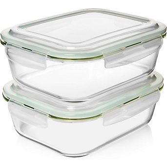 Great Ambitions 2-Pack 80 Oz Glass Food Storage Containers, Airtight & Leakproof