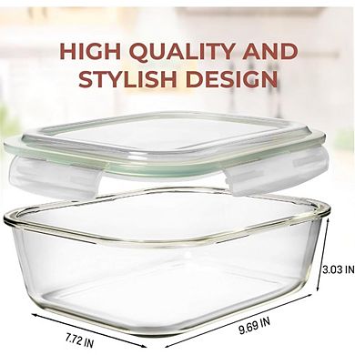 Great Ambitions 2-Pack 80 Oz Glass Food Storage Containers, Airtight & Leakproof