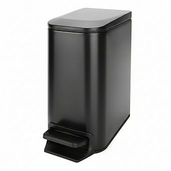KSIZUIS Matt Black 1.6 Gallon Soft Close Step Trash Can with Lid & Removable Inner Bucket